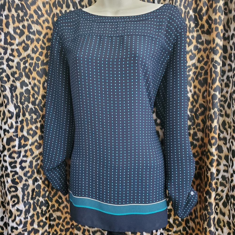 LOFT Navy Blue Multi Color Top